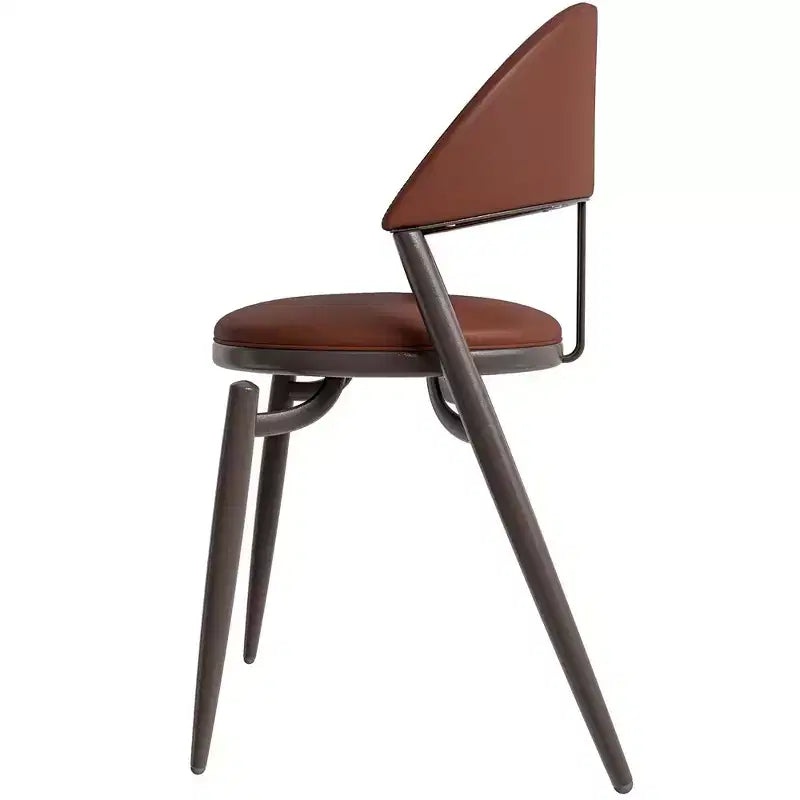 Chaise de salle à manger moderne en cuir, dossier ouvert rembourré avec pieds en métal, aucun assemblage requis