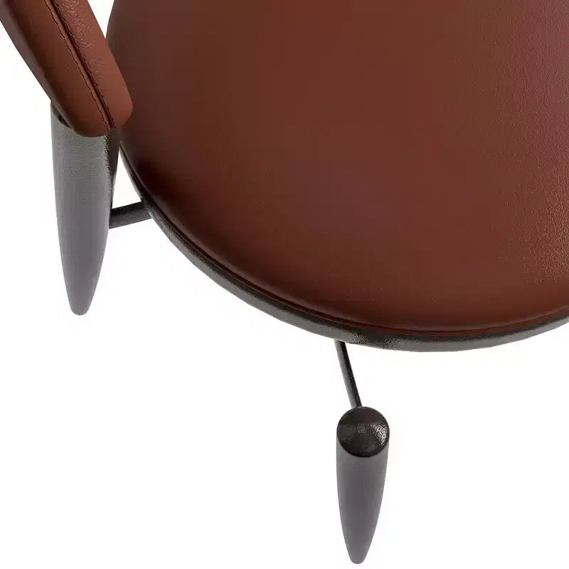 Chaise de salle à manger moderne en cuir, dossier ouvert rembourré avec pieds en métal, aucun assemblage requis