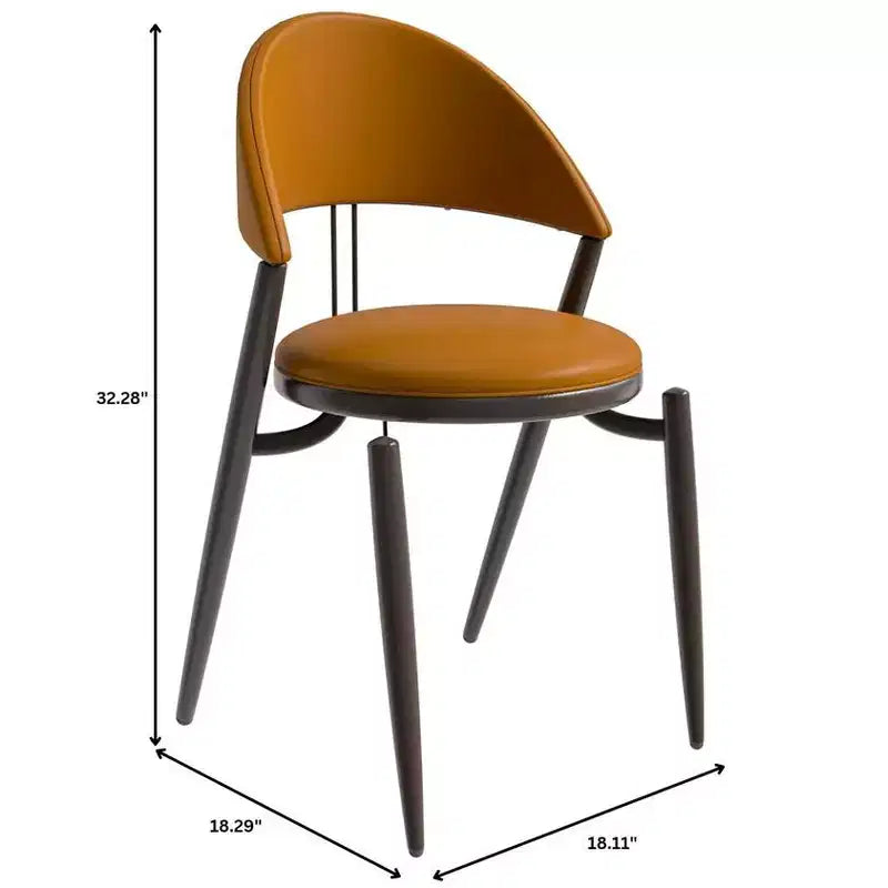 Chaise de salle à manger moderne en cuir, dossier ouvert rembourré avec pieds en métal, aucun assemblage requis
