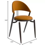 Chaise de salle à manger moderne en cuir, dossier ouvert rembourré avec pieds en métal, aucun assemblage requis
