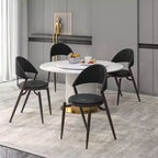 Chaise de salle à manger moderne en cuir, dossier ouvert rembourré avec pieds en métal, aucun assemblage requis