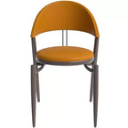 Chaise de salle à manger moderne en cuir, dossier ouvert rembourré avec pieds en métal, aucun assemblage requis