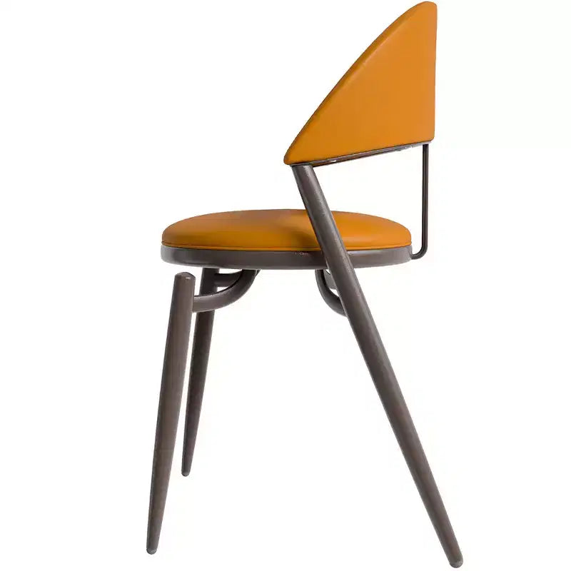 Chaise de salle à manger moderne en cuir, dossier ouvert rembourré avec pieds en métal, aucun assemblage requis
