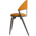 Chaise de salle à manger moderne en cuir, dossier ouvert rembourré avec pieds en métal, aucun assemblage requis