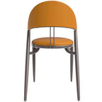 Chaise de salle à manger moderne en cuir, dossier ouvert rembourré avec pieds en métal, aucun assemblage requis