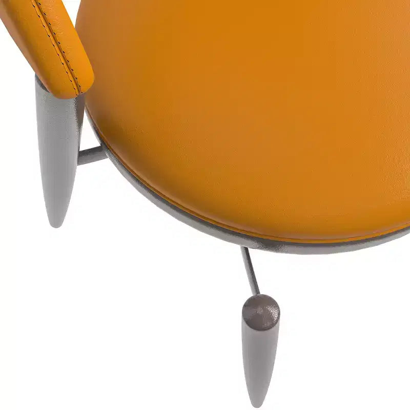 Chaise de salle à manger moderne en cuir, dossier ouvert rembourré avec pieds en métal, aucun assemblage requis