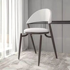 Chaise de salle à manger moderne en cuir, dossier ouvert rembourré avec pieds en métal, aucun assemblage requis