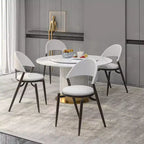 Chaise de salle à manger moderne en cuir, dossier ouvert rembourré avec pieds en métal, aucun assemblage requis