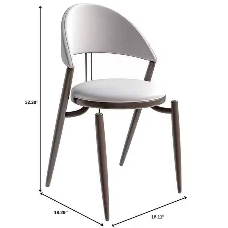Chaise de salle à manger moderne en cuir, dossier ouvert rembourré avec pieds en métal, aucun assemblage requis
