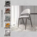 Chaise de salle à manger moderne en cuir, dossier ouvert rembourré avec pieds en métal, aucun assemblage requis