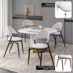 Chaise de salle à manger moderne en cuir, dossier ouvert rembourré avec pieds en métal, aucun assemblage requis
