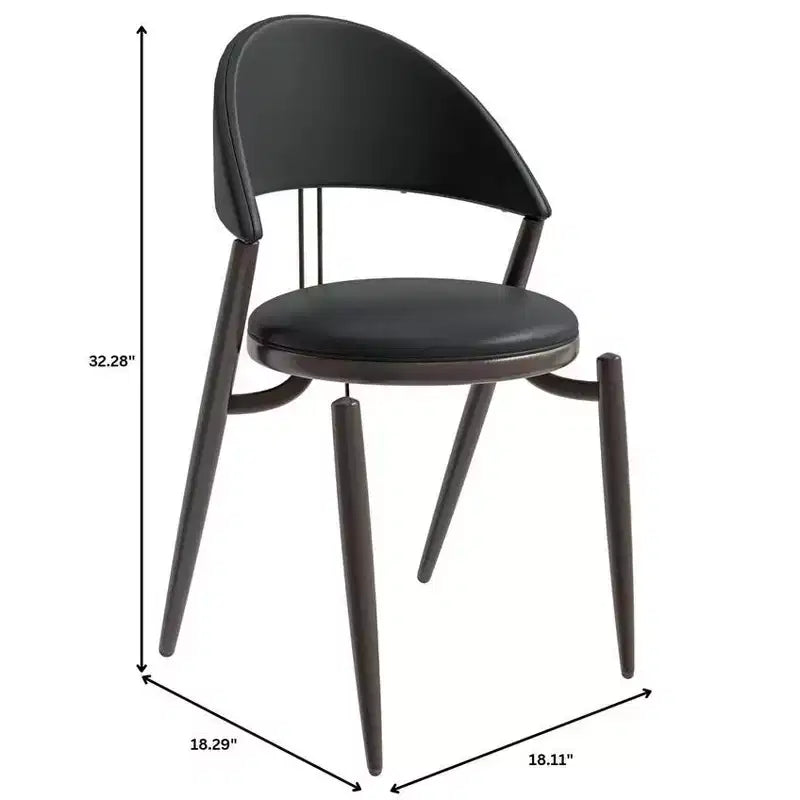 Chaise de salle à manger moderne en cuir, dossier ouvert rembourré avec pieds en métal, aucun assemblage requis