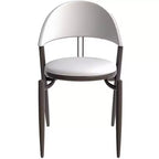 Chaise de salle à manger moderne en cuir, dossier ouvert rembourré avec pieds en métal, aucun assemblage requis