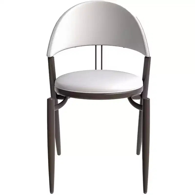 Chaise de salle à manger moderne en cuir, dossier ouvert rembourré avec pieds en métal, aucun assemblage requis
