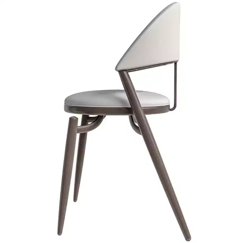 Chaise de salle à manger moderne en cuir, dossier ouvert rembourré avec pieds en métal, aucun assemblage requis