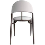 Chaise de salle à manger moderne en cuir, dossier ouvert rembourré avec pieds en métal, aucun assemblage requis