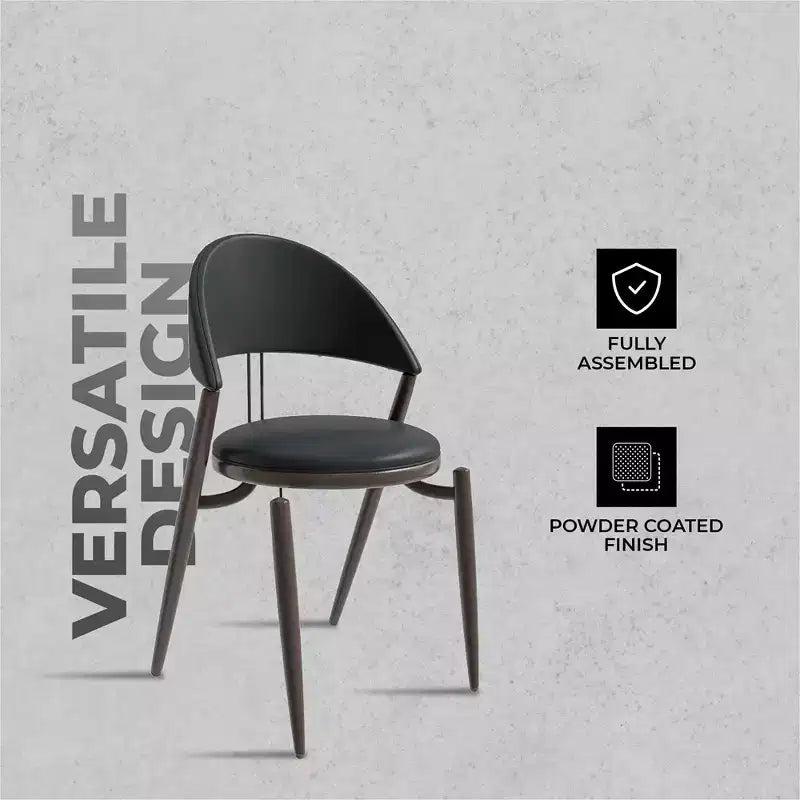 Chaise de salle à manger moderne en cuir, dossier ouvert rembourré avec pieds en métal, aucun assemblage requis
