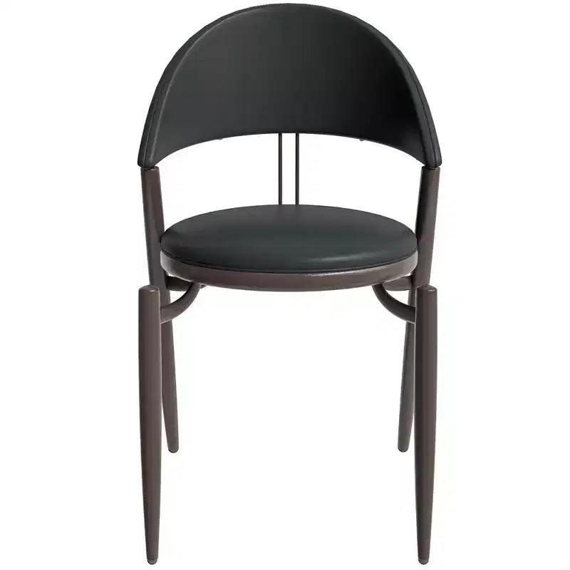 Chaise de salle à manger moderne en cuir, dossier ouvert rembourré avec pieds en métal, aucun assemblage requis