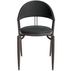 Chaise de salle à manger moderne en cuir, dossier ouvert rembourré avec pieds en métal, aucun assemblage requis