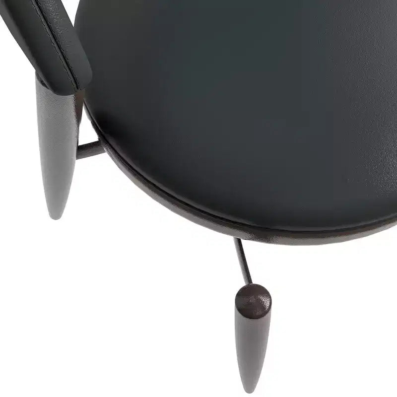 Chaise de salle à manger moderne en cuir, dossier ouvert rembourré avec pieds en métal, aucun assemblage requis