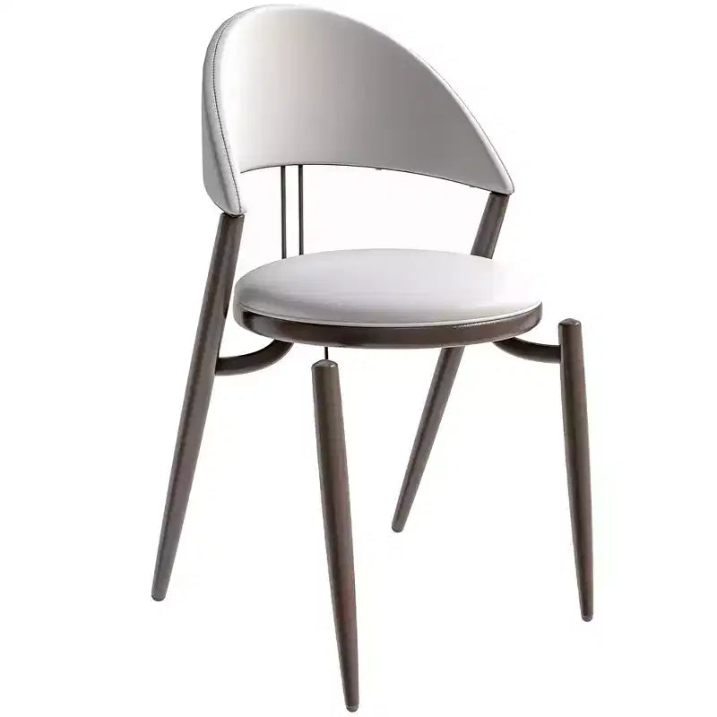 Chaise de salle à manger moderne en cuir, dossier ouvert rembourré avec pieds en métal, aucun assemblage requis