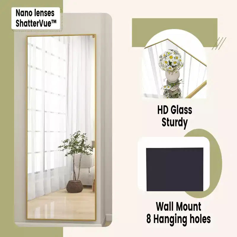 Miroir rectangulaire psyché, 64x21 / 58x18 pour salle de bain