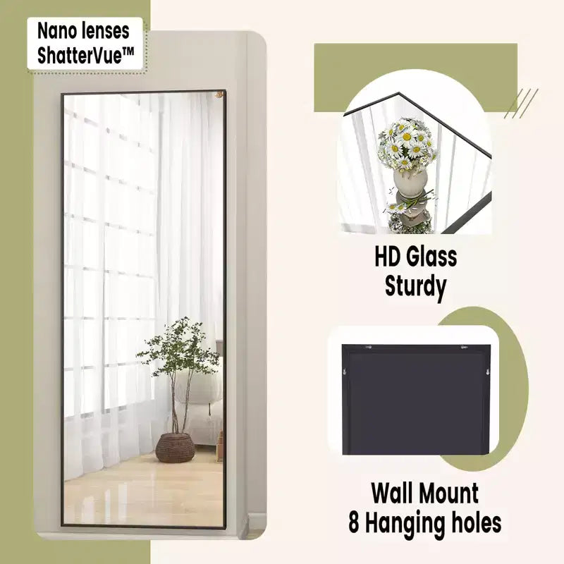 Miroir rectangulaire psyché, 64x21 / 58x18 pour salle de bain