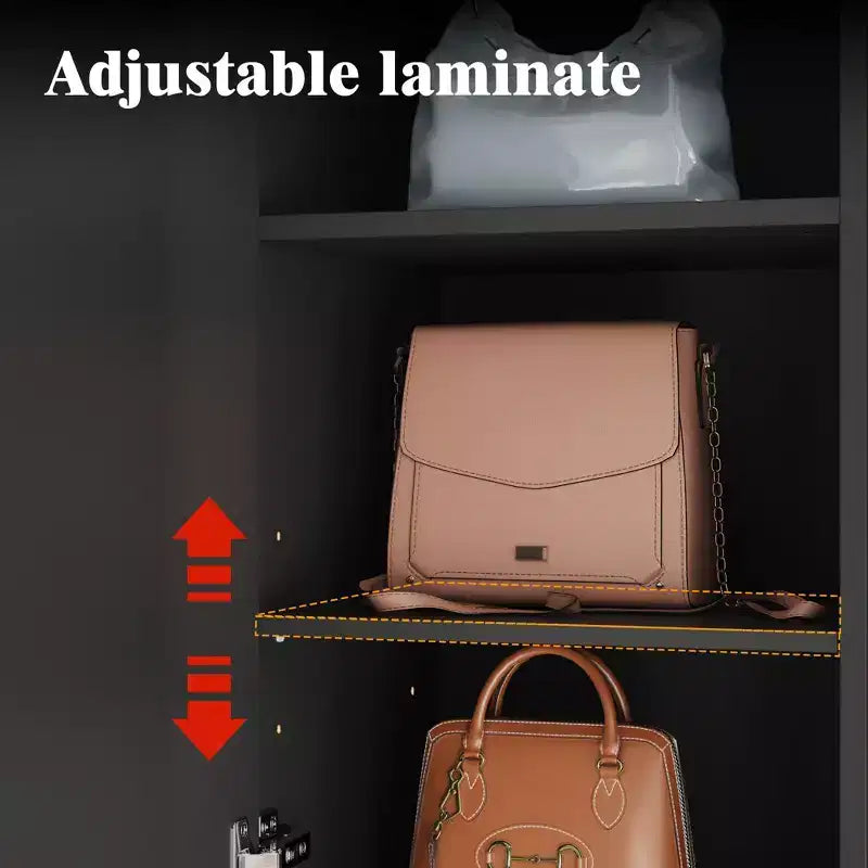 Armoire vestiaire noire à 6 portes avec banc, tringles et crochets