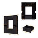 Armoire vestiaire noire à 6 portes avec banc, tringles et crochets