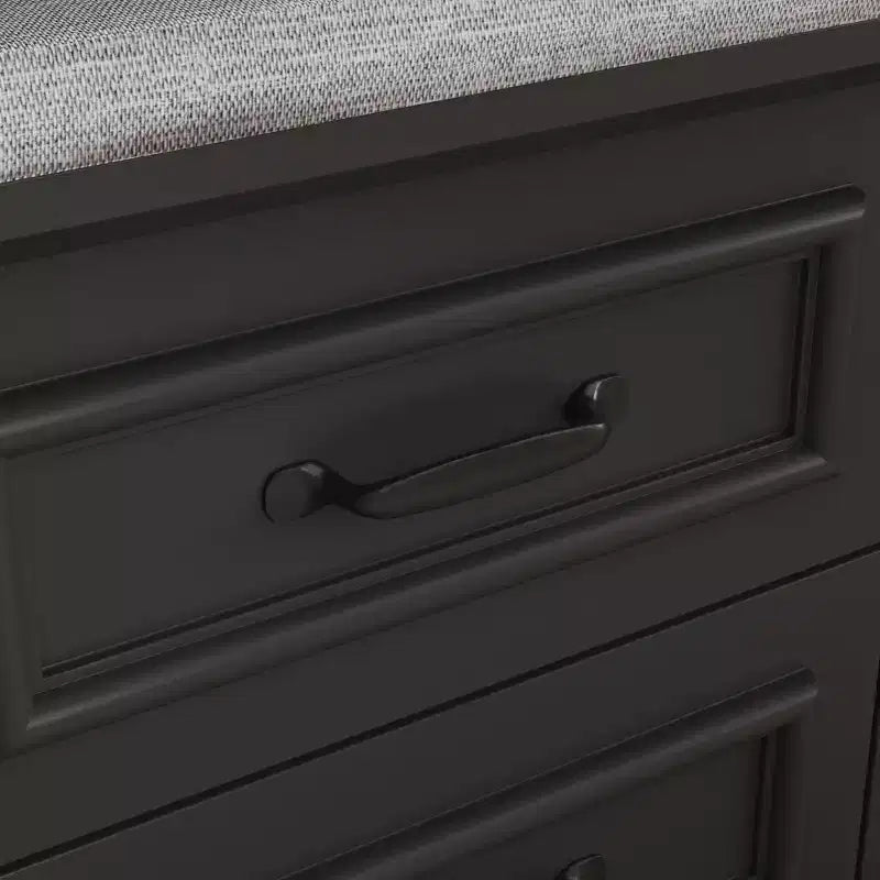 Armoire vestiaire noire à 6 portes avec banc, tringles et crochets