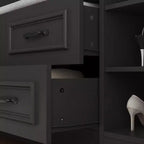 Armoire vestiaire noire à 6 portes avec banc, tringles et crochets