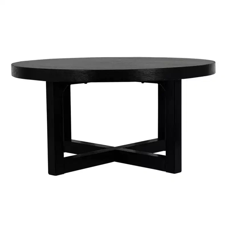 Table basse ovale en MDF effet travertin et noyer, marron