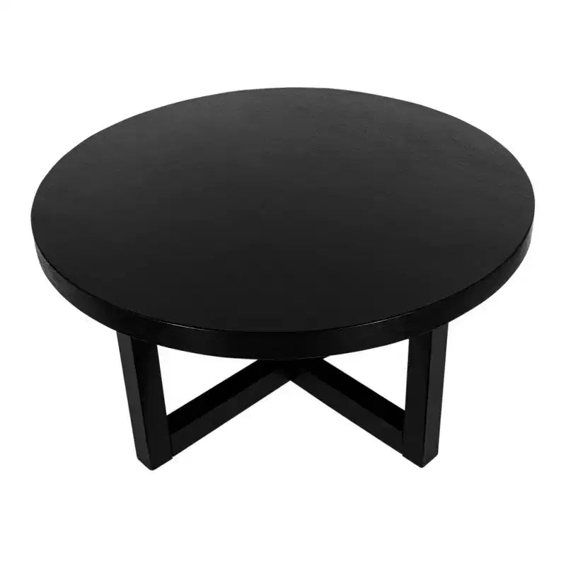 Table basse ovale en MDF effet travertin et noyer, marron