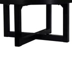 Table basse ovale en MDF effet travertin et noyer, marron