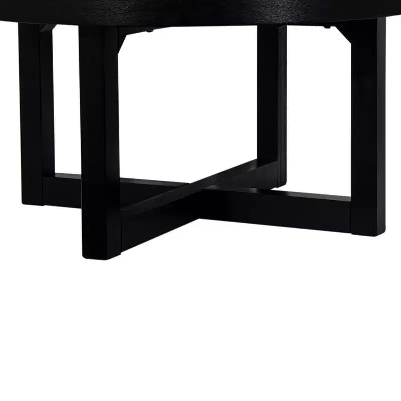 Table basse ovale en MDF effet travertin et noyer, marron