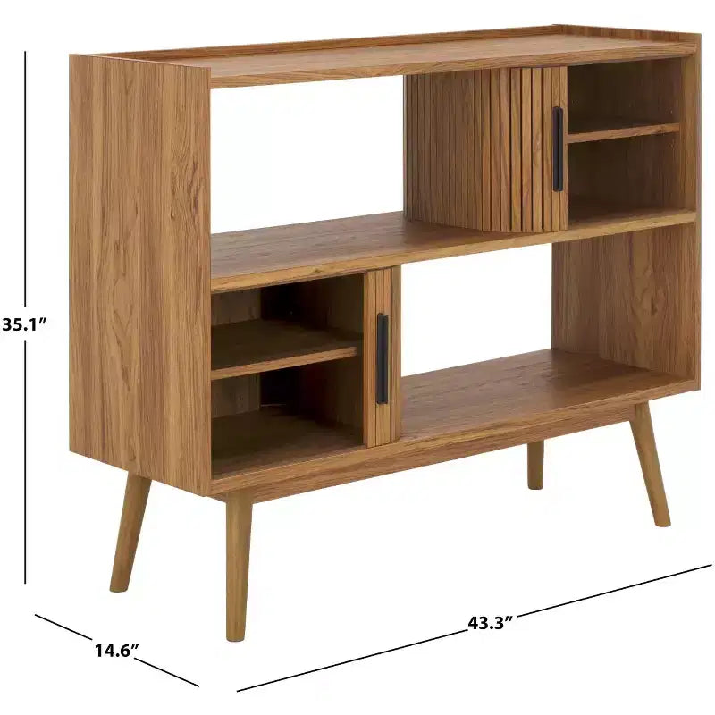 Meuble TV à rideaux coulissants – Console TV avec rangement à portes coulissantes