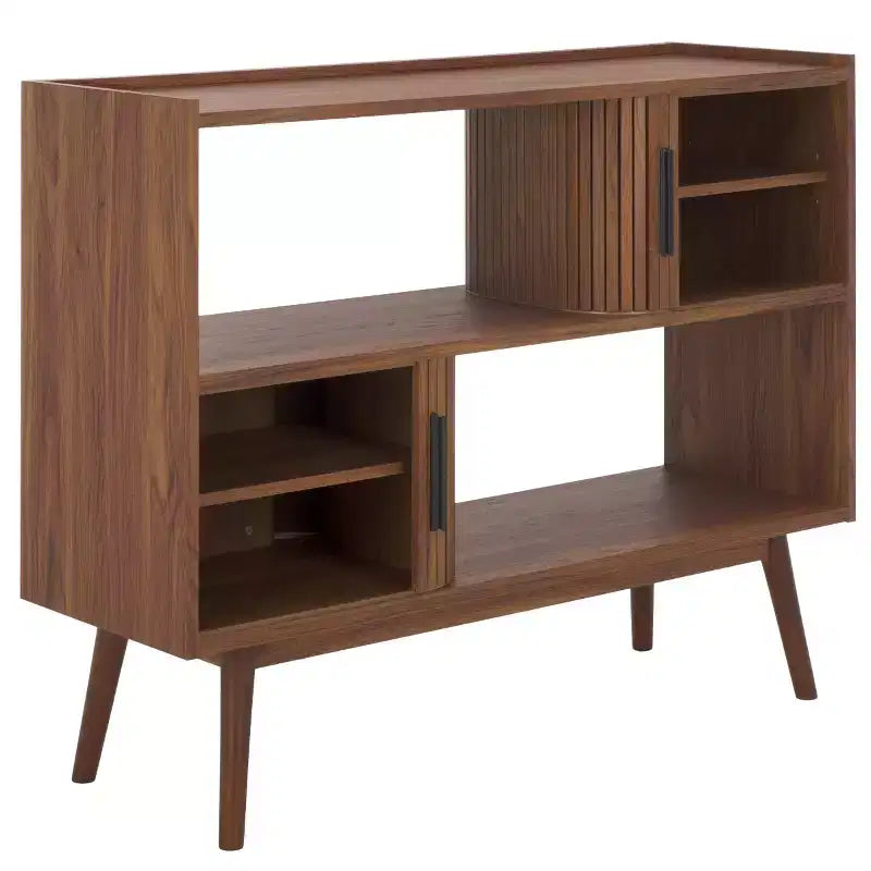 Meuble TV à rideaux coulissants – Console TV avec rangement à portes coulissantes