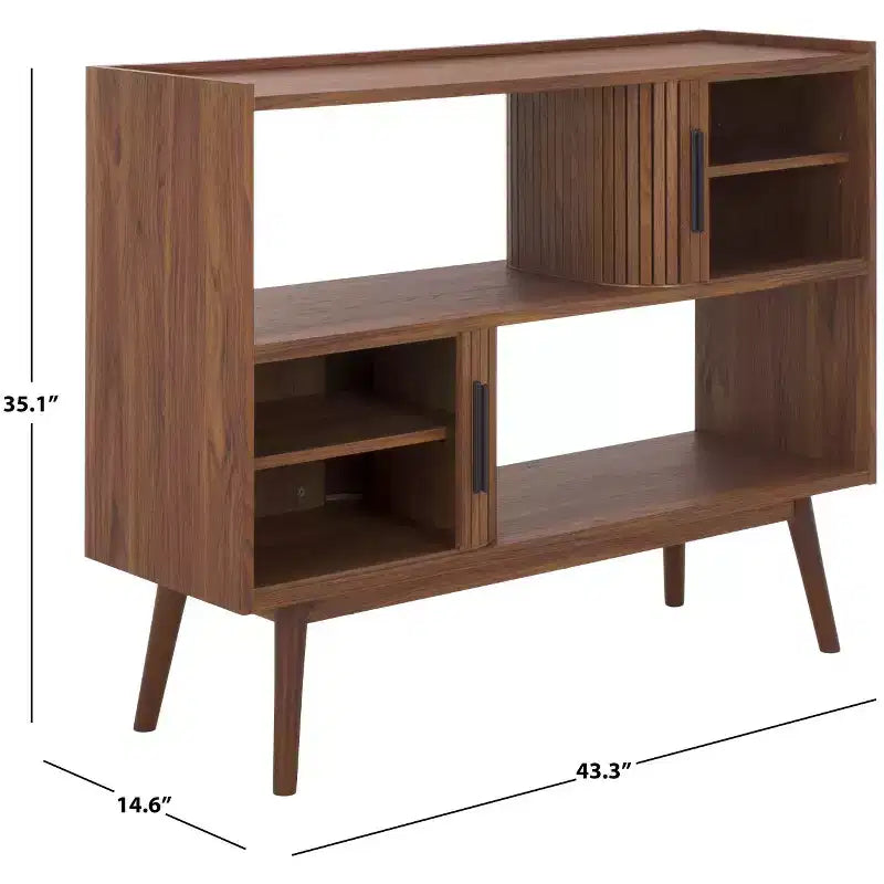 Meuble TV à rideaux coulissants – Console TV avec rangement à portes coulissantes