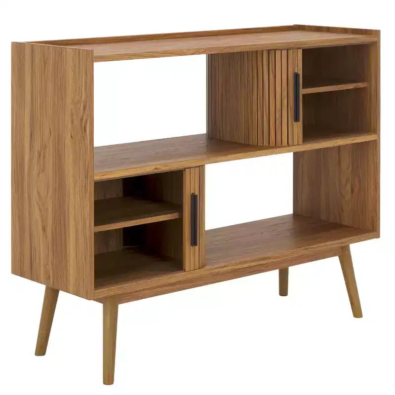 Meuble TV à rideaux coulissants – Console TV avec rangement à portes coulissantes