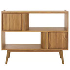 Meuble TV à rideaux coulissants – Console TV avec rangement à portes coulissantes