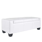 Pouffe de rangement capitonné rectangulaire en similicuir de 130 cm (51 po)