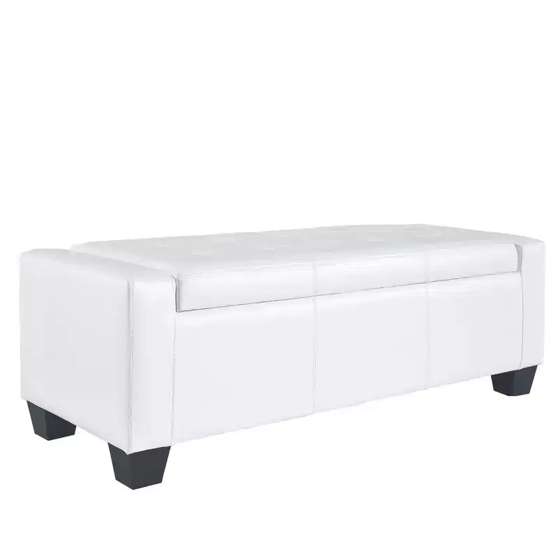 Pouffe de rangement capitonné rectangulaire en similicuir de 130 cm (51 po)