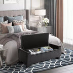 Pouffe de rangement capitonné rectangulaire en similicuir de 130 cm (51 po)