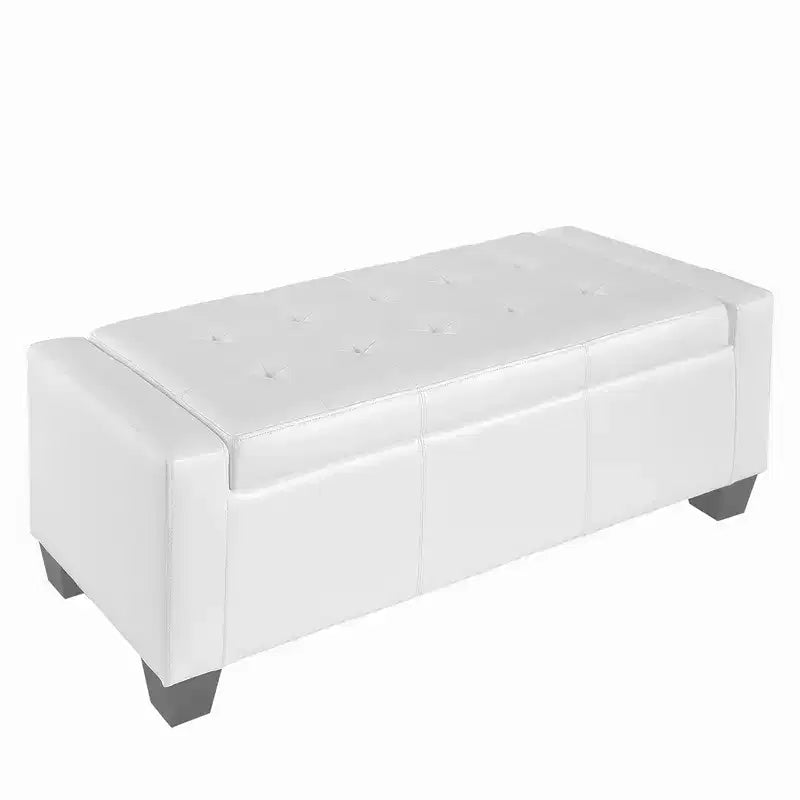 Pouffe de rangement capitonné rectangulaire en similicuir de 130 cm (51 po)