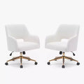 WestinTrends Genevieve Mid-Century Modern Swivel Office Chair With Wheels (Set Of 2), Cream