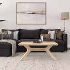 Table basse rectangulaire en bois massif avec pieds en croix, 102 cm pour le salon