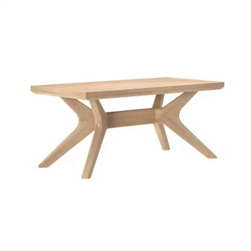 Table basse rectangulaire en bois massif avec pieds en croix, 102 cm pour le salon