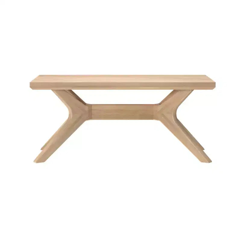 Table basse rectangulaire en bois massif avec pieds en croix, 102 cm pour le salon
