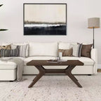 Table basse rectangulaire en bois massif avec pieds en croix, 102 cm pour le salon