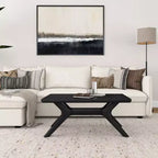 Table basse rectangulaire en bois massif avec pieds en croix, 102 cm pour le salon